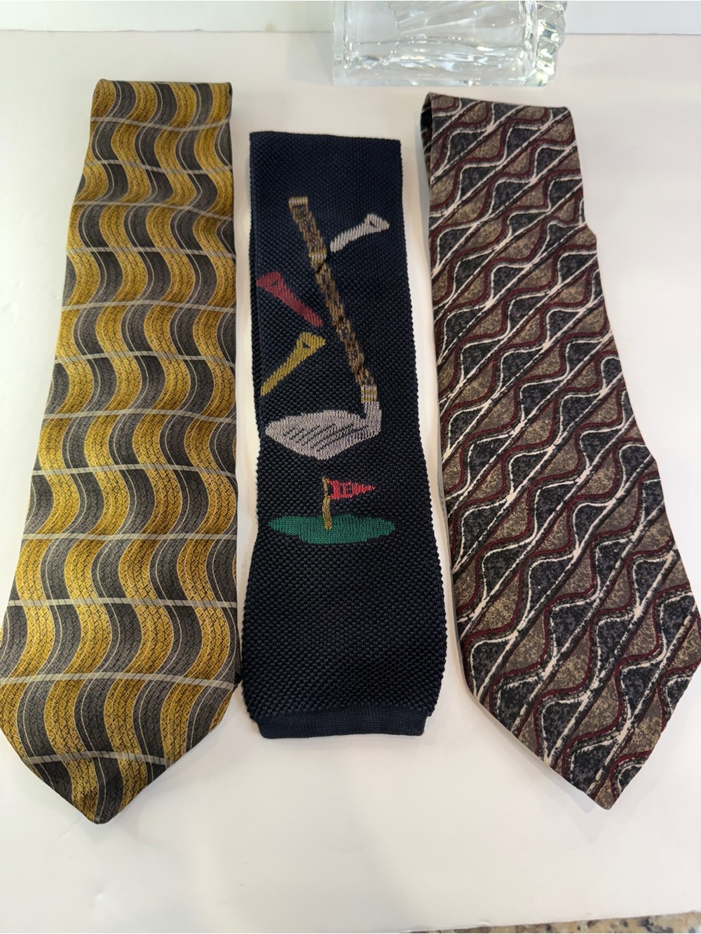 Luxury Vintage Designer Tie Trio – Silk & Italian Golf Knit Collection